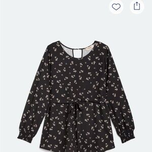 Floral Black Long Sleeve Maternity Blouse